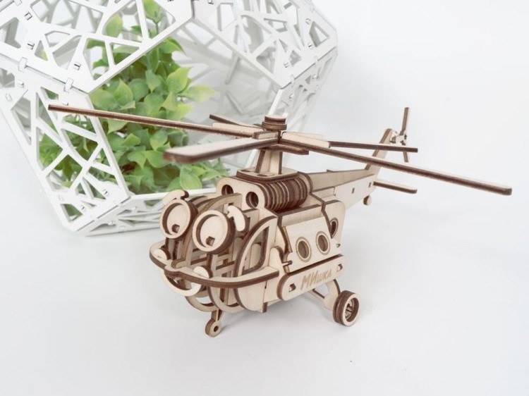 Конструктор из дерева Lemmo вертолет Мишка, 56 деталей — картинка 4