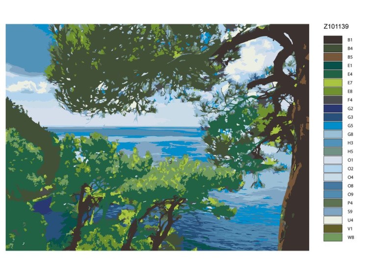 Картина по номерам «Деревья над морем» — картинка 2