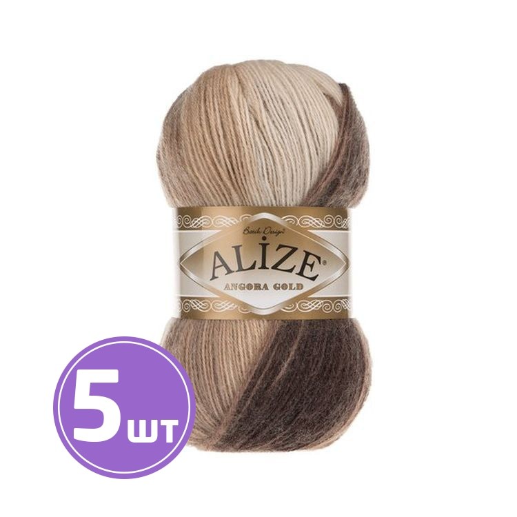 Пряжа ALIZE Angora Gold Batik (6779), бежево-коричневый, 5 шт. по 100 г