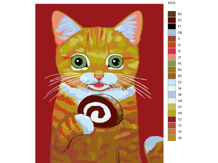 Картина по номерам «Любимое лакомство. Рулет» — картинка 2