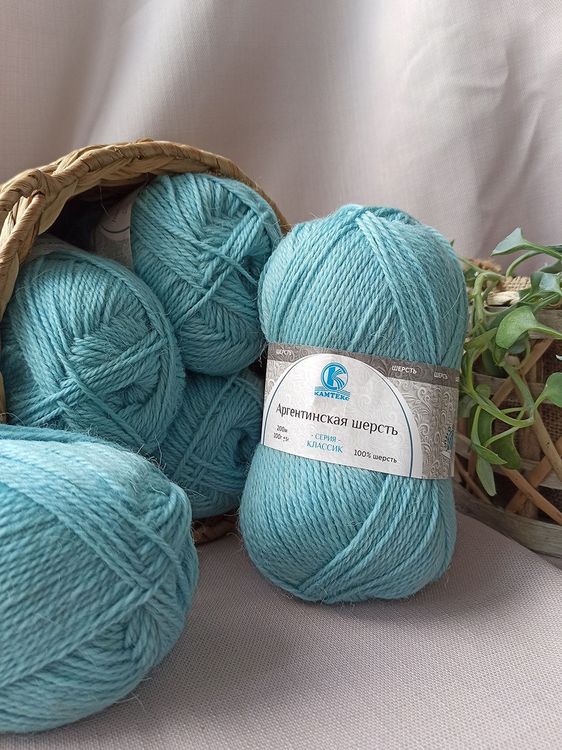 Пряжа Камтекс Аргентинская шерсть (014), светло-голубой, 5 шт. по 100 г — картинка 2
