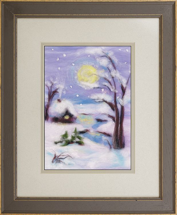 Картина шерстью «Зимний вечер» — картинка 2