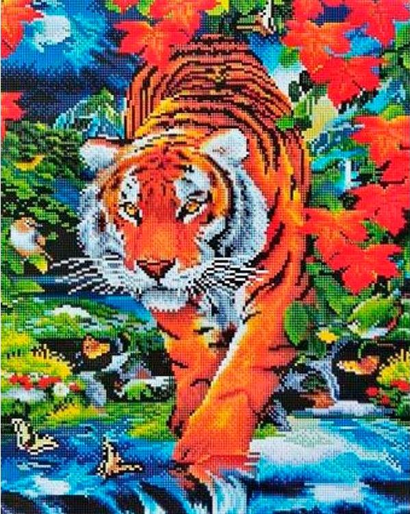 Алмазная вышивка «Тигр в осеннем лесу»