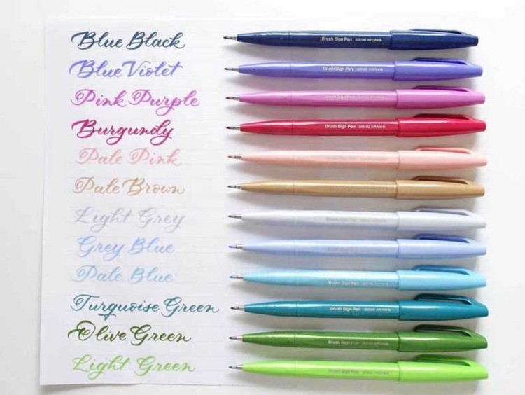 Фломастер-кисть Brush Sign Pen, 2 мм, цвет: зеленый, Pentel — картинка 2
