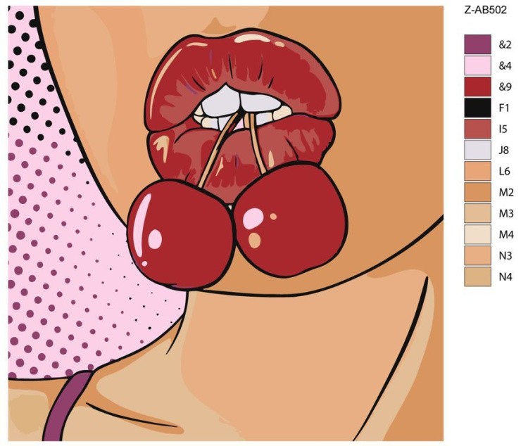 Картина по номерам «Губы с вишнями» — картинка 2