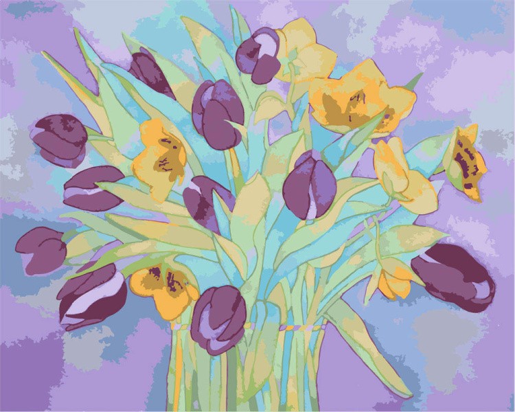 Картина по номерам «Букет сиреневых тюльпанов»