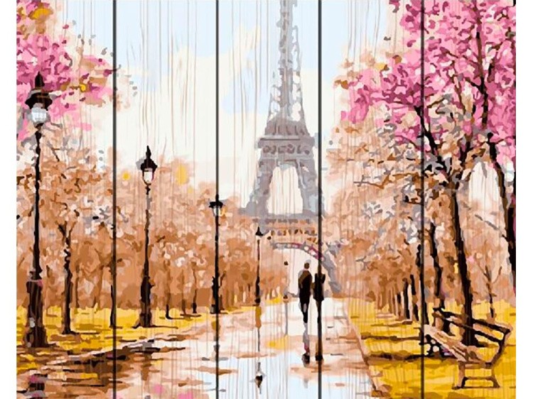 Картина по номерам по дереву Paintboy «Прогулка по Парижу»