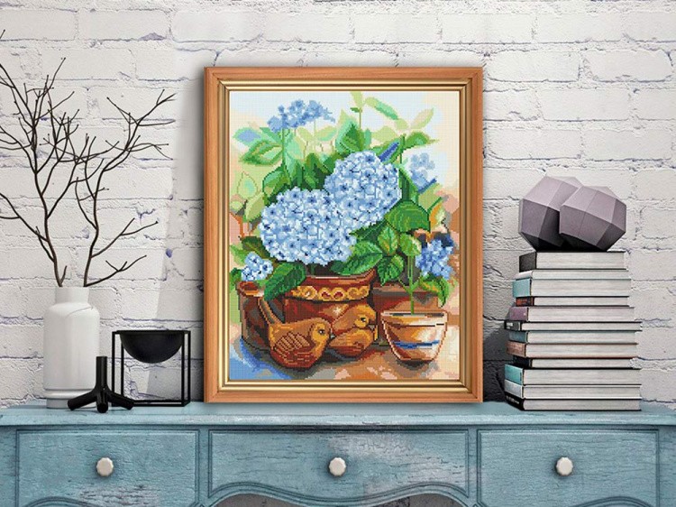 Алмазная вышивка «Гортензии в саду» — картинка 3