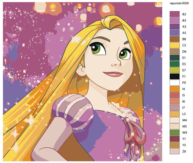 Картина по номерам «Герои Дисней: Рапунцель, мультики 40х40» — картинка 2