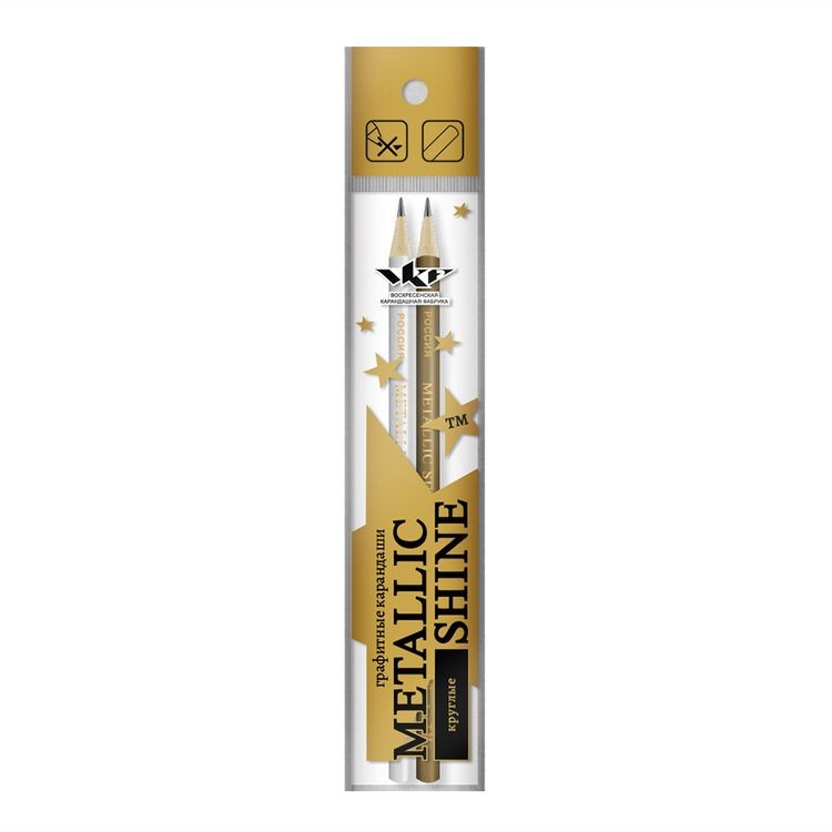 Набор графитных карандашей ВКФ «Metallic shine» круглые ОПП ТМ (HB), 2 шт.