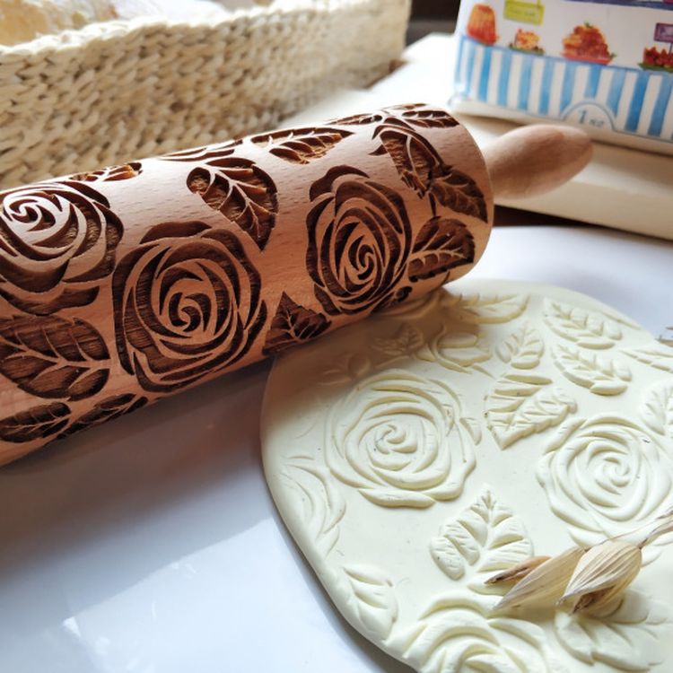 Деревянная скалка «Розы», Березка — картинка 2