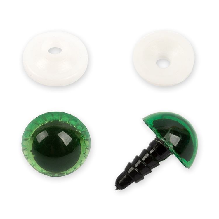 Глаза пластиковые с фиксатором (с лучиками), зеленые, d 16 мм, 50 шт., HobbyBe