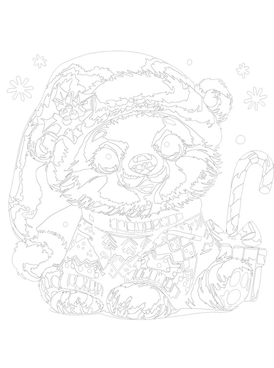 Картина по номерам «Детская, для детей: новогодний медвежонок» — картинка 3