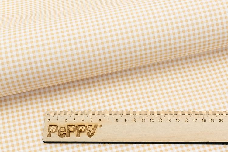 Ткань для пэчворка «БАБУШКИН СУНДУЧОК», 50x55 см, 140 г/м2, 100% хлопок, цвет: БС-46 клетка, бежевый, Peppy — картинка 2