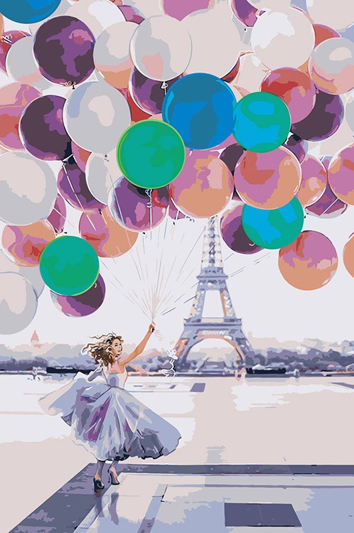 Картина по номерам «Девушка с воздушными шарами»
