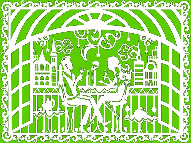 Вытынанка «Встреча в кафе» — картинка 3