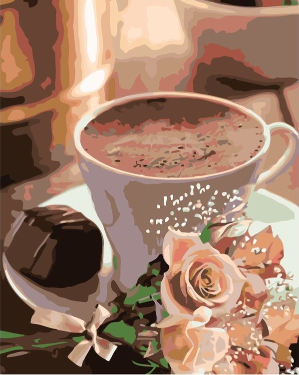 Картина по номерам «Кофе с розами»