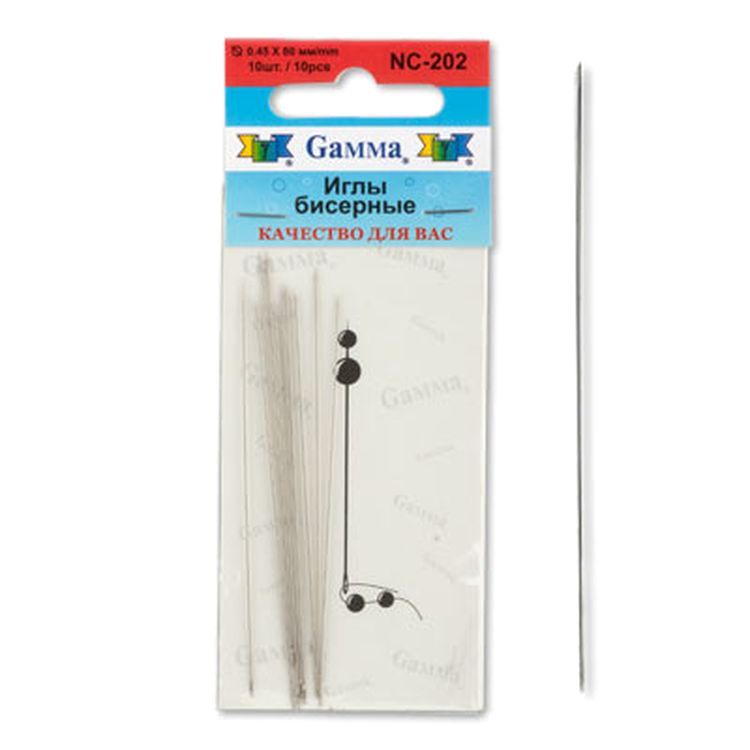 Иглы бисерные, сталь, d 0.45 мм, 10 шт., Gamma  — картинка 2
