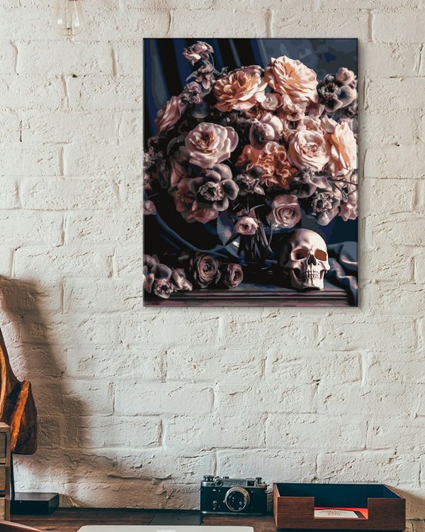 Картина по номерам «Необычный букет с черепом» — картинка 3