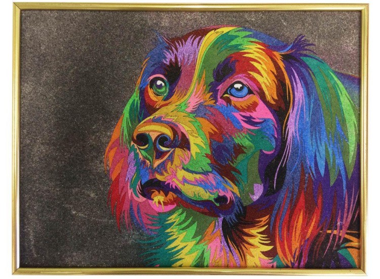 Картина цветным песком «Собака» — картинка 2