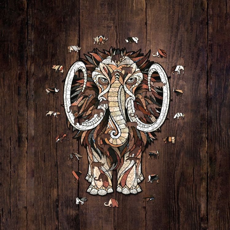 Деревянные фигурные пазлы «Мастодон Мамонт S», Eco Wood Art — картинка 5