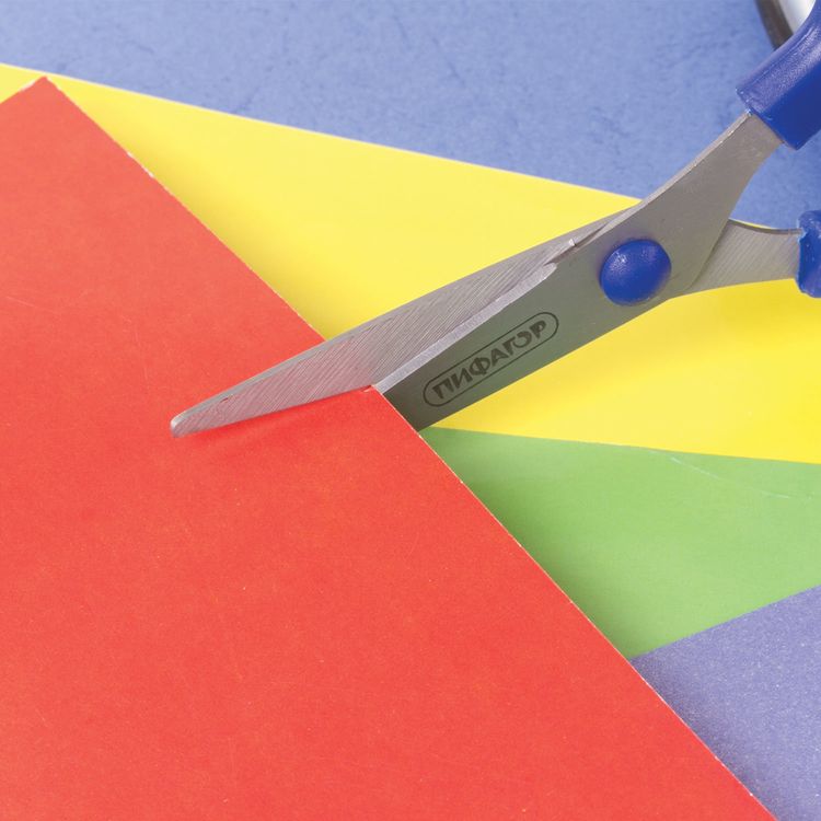 Ножницы 130 мм, резиновые вставки, ПИФАГОР — картинка 7