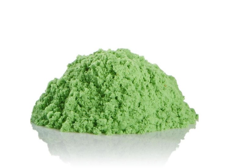 Набор космического песка 6 кг зеленого цвета (2х3 кг + деревянная песочница) — картинка 2