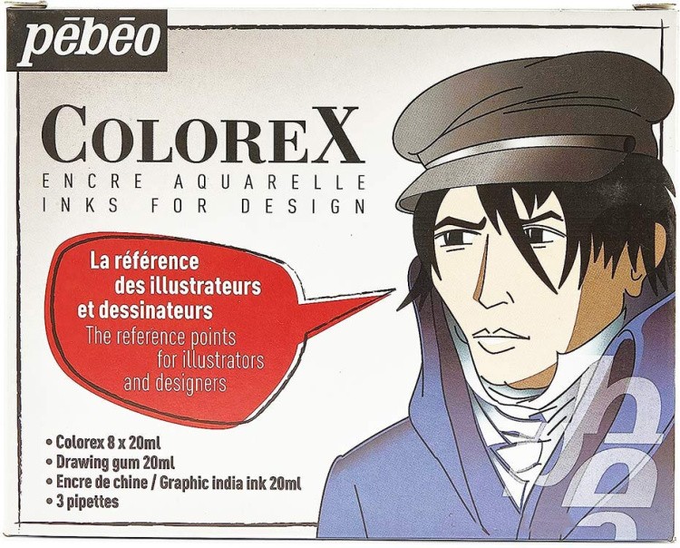 Набор акварельных чернил Pebeo Colorex 8 цветов, 20 мл — картинка 3