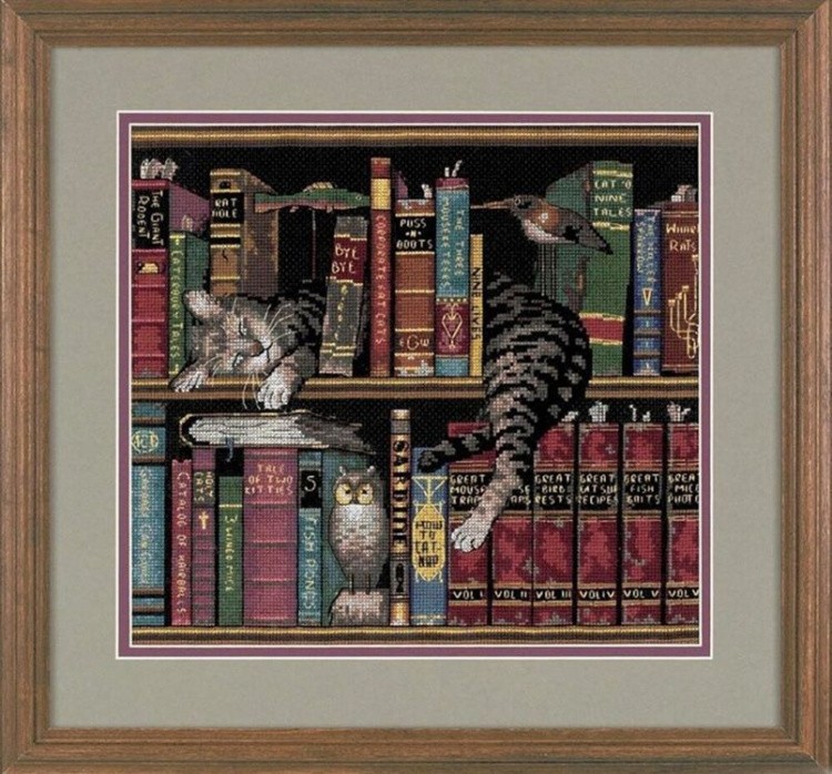Набор для вышивания «Кот в книгах»