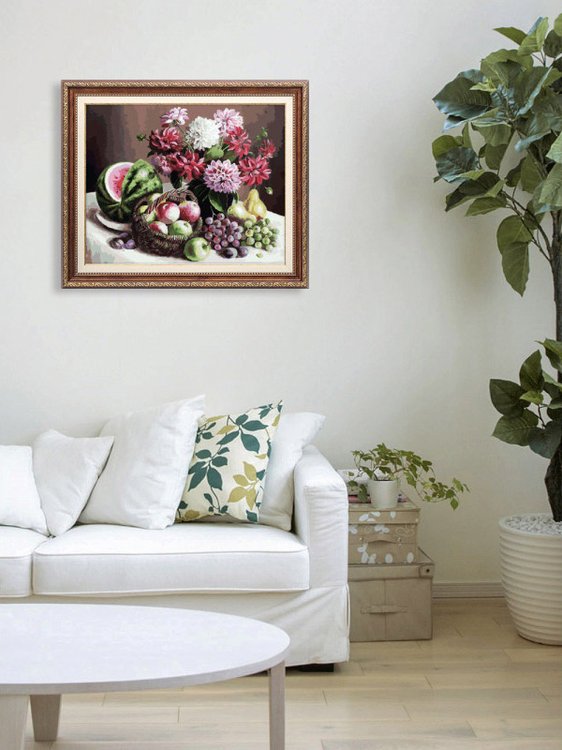 Картина по номерам «Георгины и фрукты» — картинка 7