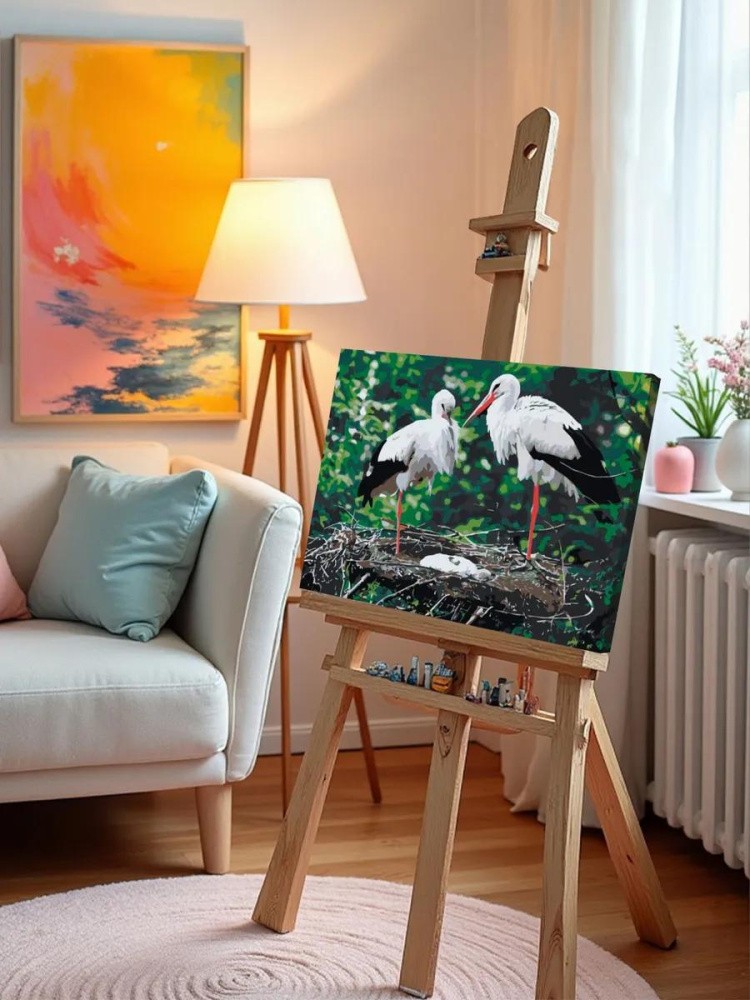 Картина по номерам «Семья аистов» — картинка 9