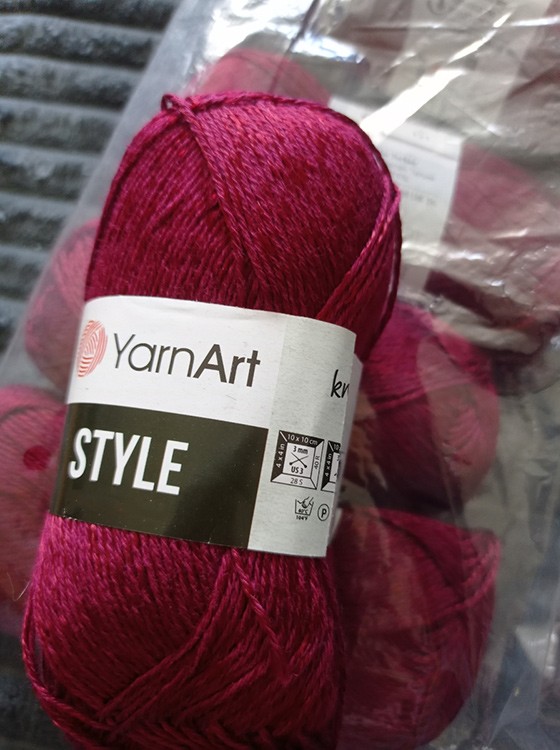 Пряжа YarnArt Style (676), бург, 5 шт. по 50 г — картинка 4