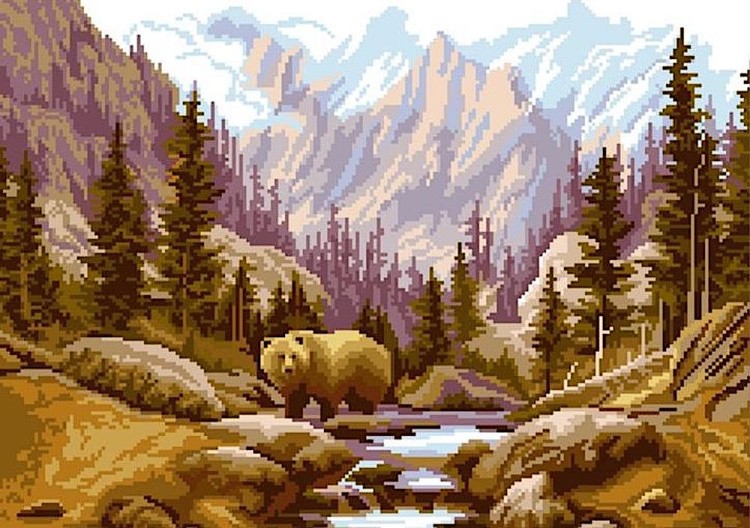 Набор для вышивания «Медведь у реки», NITEX