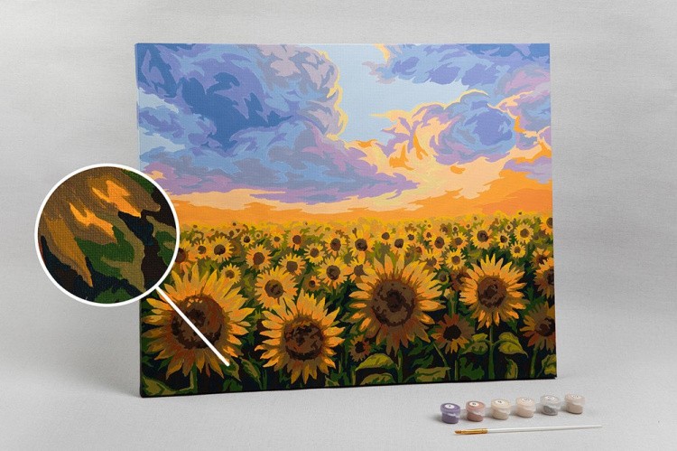 Картина по номерам «Подсолнухи на закате» — картинка 3