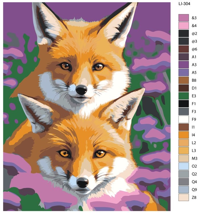 Картина по номерам «Лисы в цветах» — картинка 2
