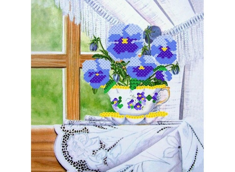 Мозаика из пайеток «Анютины глазки» — картинка 3