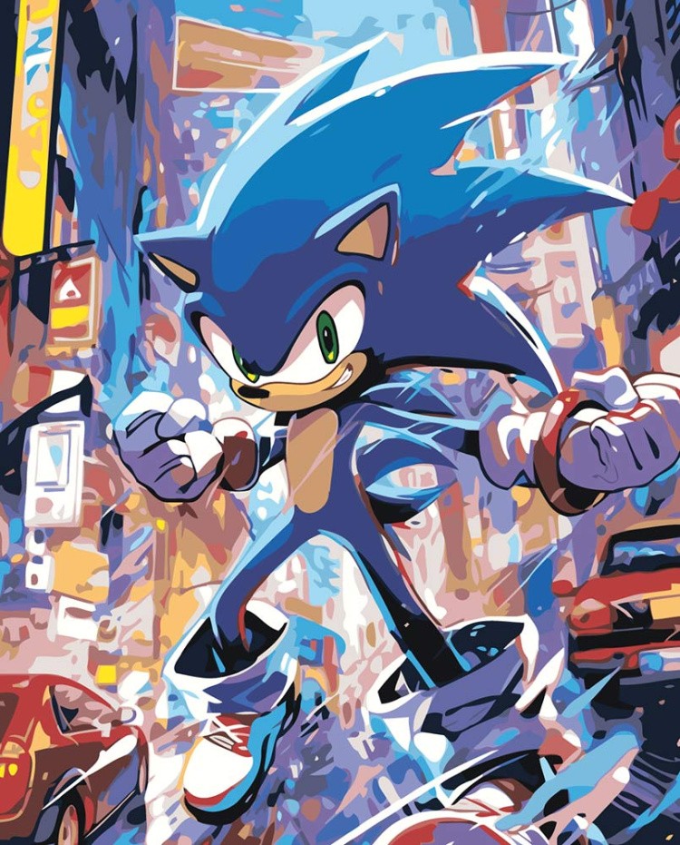 Картина по номерам «Игра Соник Sonic: ёж в городе арт»