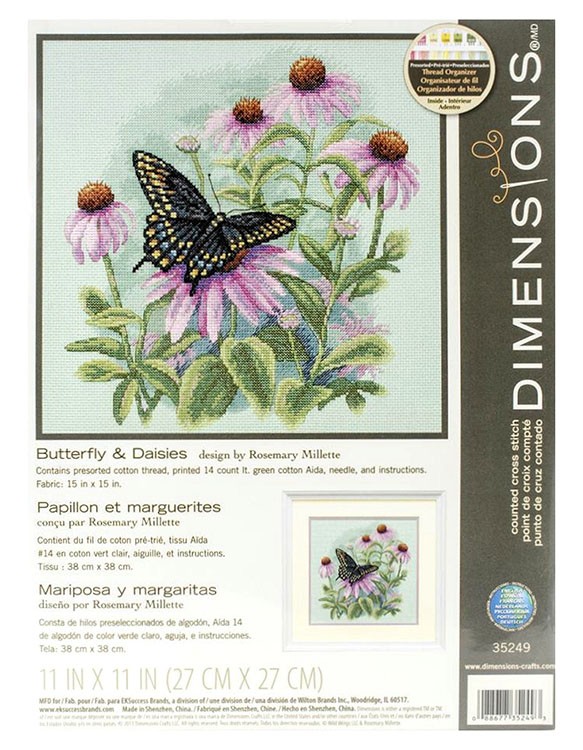 Набор для вышивания «Бабочка и ромашки» — картинка 3