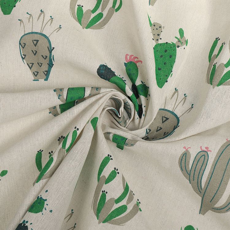 Ткань лен, 140 г/м², 30% лен, 70% хлопок, 3 м, ширина 150 см, цвет: белый, принт, TBY — картинка 2