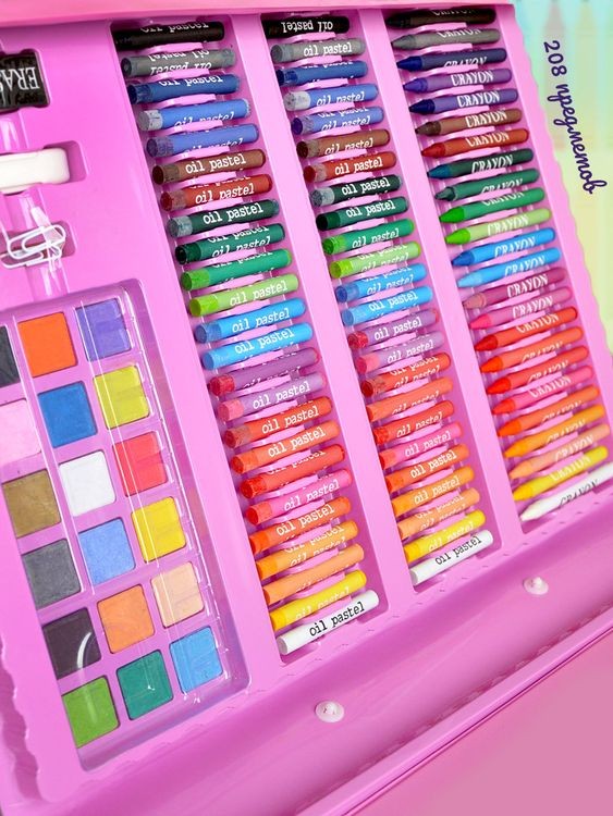 Чемодан творчества «Художественный набор», розовый, 208 предметов — картинка 4