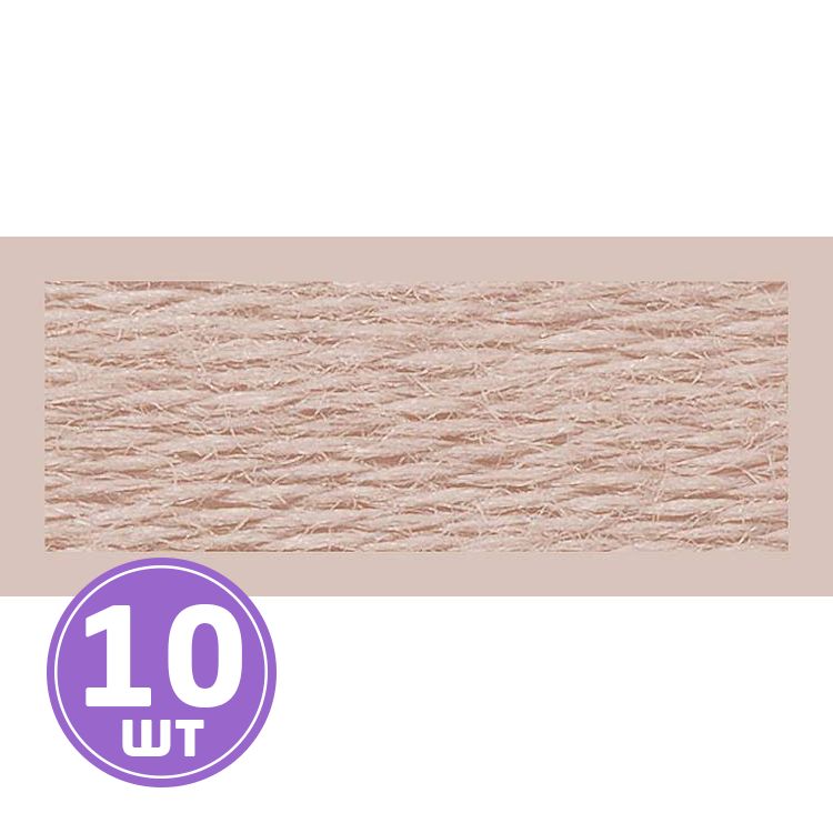 Нитки мулине (шерсть/акрил), 10 шт. по 20 м, цвет: №800 розовый, Риолис