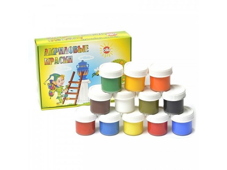 Краски акриловые для детского творчества (12 цветов)