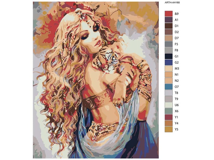 Картина по номерам «Девушка с тигренком» — картинка 2