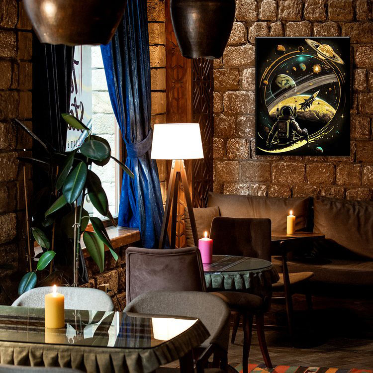 Картина по номерам с поталью «Черный холст Путешествие по галактике» — картинка 7