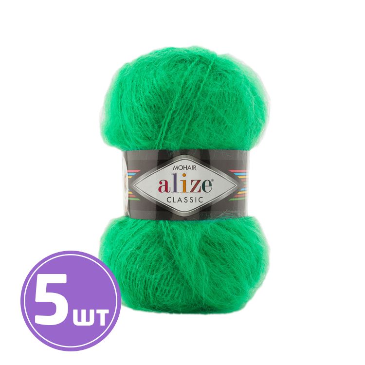 Пряжа ALIZE Mohair classik new (455), классический зеленый, 5 шт. по 100 г