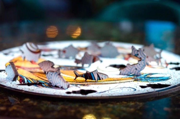 Деревянные фигурные пазлы «Карпы Кои (Рыбы) S», Eco Wood Art — картинка 6