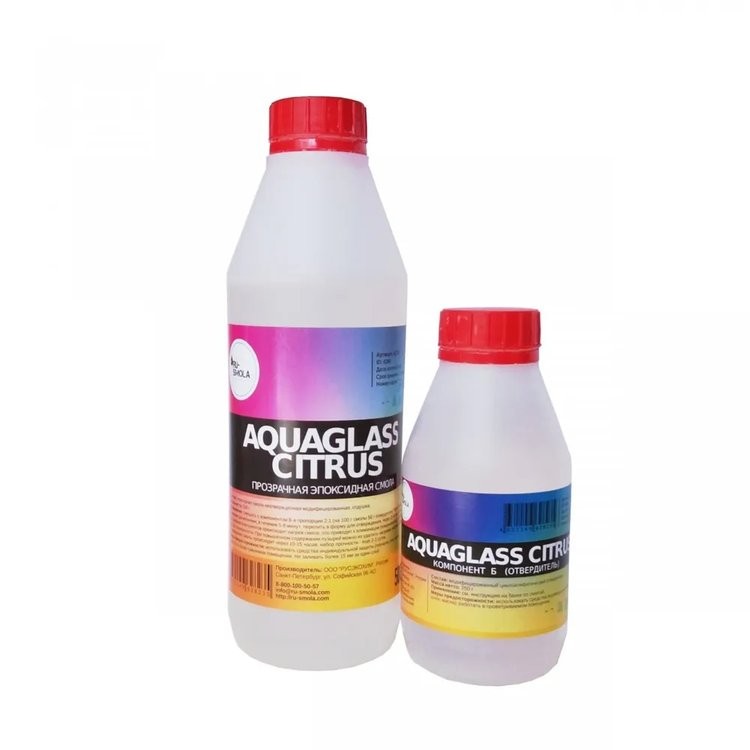 Низковязкая эпоксидная смола для творчества AquaGlass Citrus 750 грамм, RU-SMOLA — картинка 2
