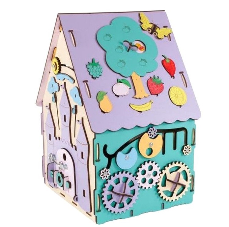 Бизиборд деревянный, развивающий «Домик», EWA — картинка 3