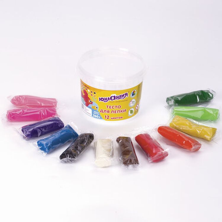 Пластилин на растительной основе (тесто для лепки) Юнландия, 12 цветов, 360 г — картинка 2