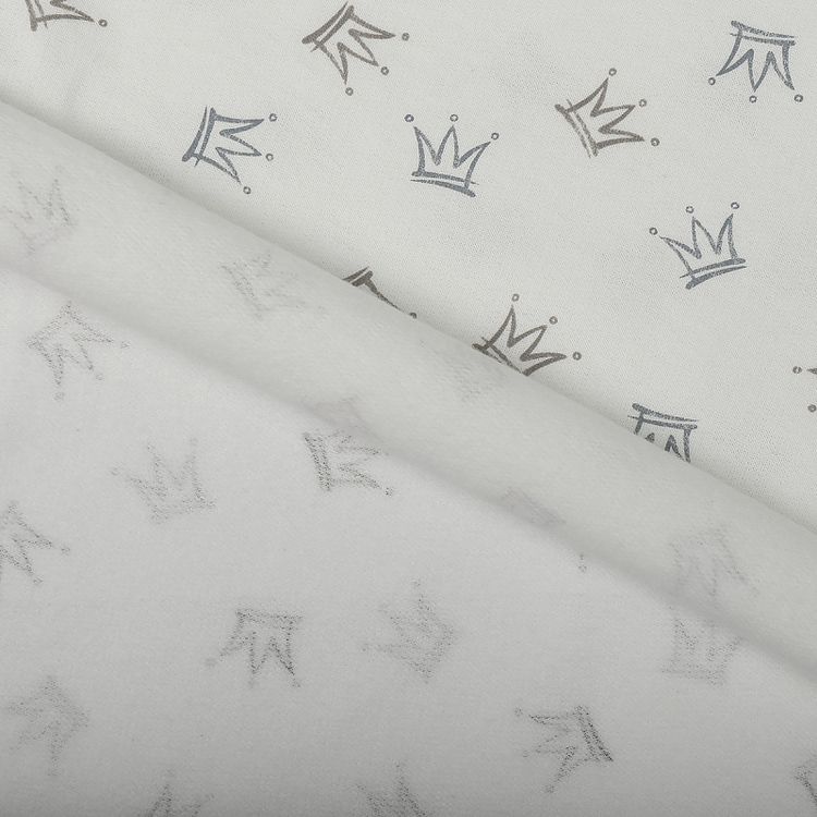 Ткань трикотаж Футер 2х нитка, начес, с лайкрой, 6 м, ширина 200 см, цвет: белый/серый, TBY — картинка 2